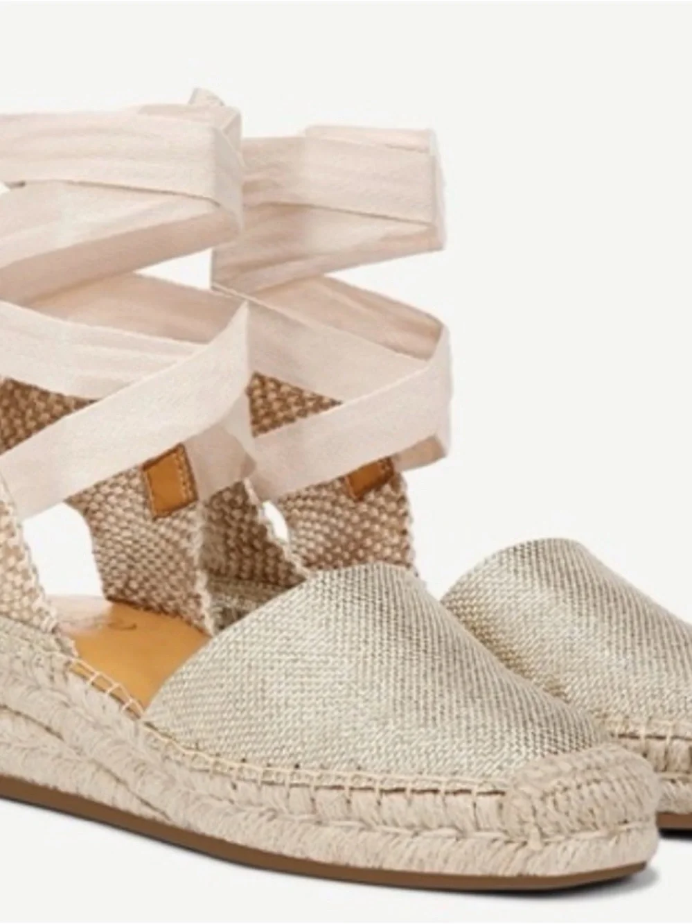 Franco sarto Woven Espadrille Lace-Up Flats in Champagne size 8 new